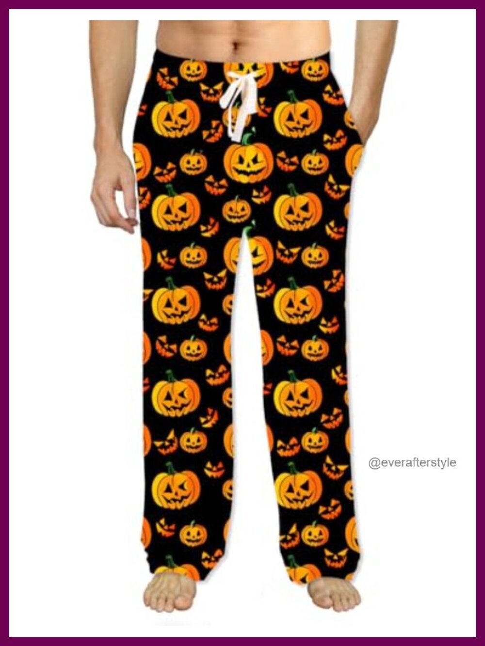 Men's Halloween Pumpkin Pajama Lounge Pants with Pockets